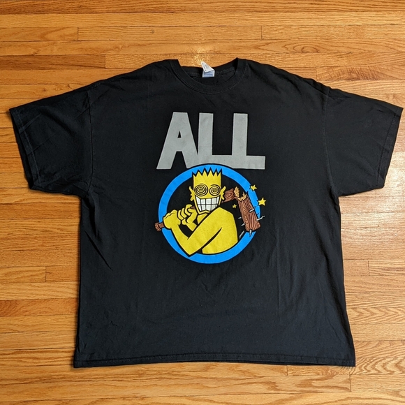 Punk Rock Band Shirt ALL Allroy Broken Bat adult 2XL XXL black Gildan Men's 90s - Picture 2 of 10